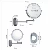 Bathroom makeup mirror wall mounted foldable mirror non perforated double-sided illuminated magnifying glass LED dressing mirror (10)