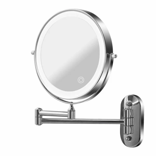 Bathroom makeup mirror wall mounted foldable mirror non perforated double-sided illuminated magnifying glass LED dressing mirror (7)