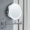 Bathroom makeup mirror wall mounted foldable mirror non perforated double-sided illuminated magnifying glass LED dressing mirror (9)