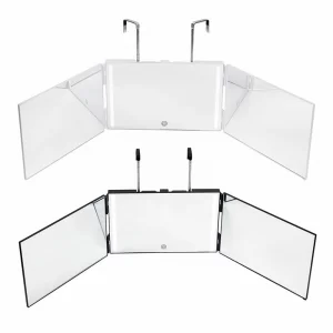 Hairdressing mirror with retractable suspension three fold makeup led mirror simple European style led three fold mirror---10pcs/lot