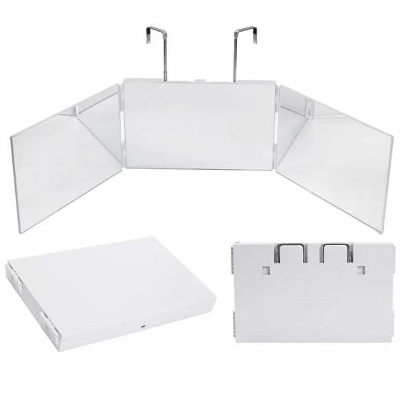 Hairdressing mirror with retractable suspension three fold makeup led mirror simple European style led three fold mirror (12)