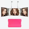 Hairdressing mirror with retractable suspension three fold makeup led mirror simple European style led three fold mirror (14)