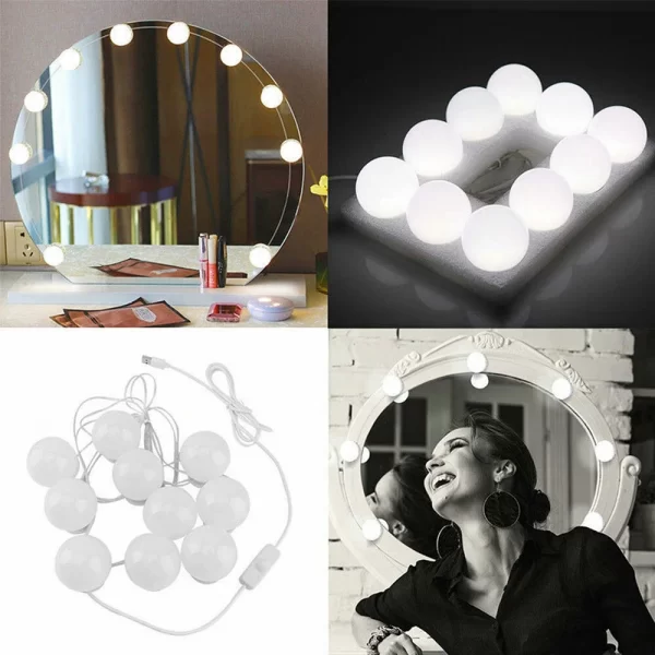 Hollywood Mirror Light Glow Makeup Bulb USB Tri Color Mirror Front Light Circular Glow Mirror Light Fill Light (7)