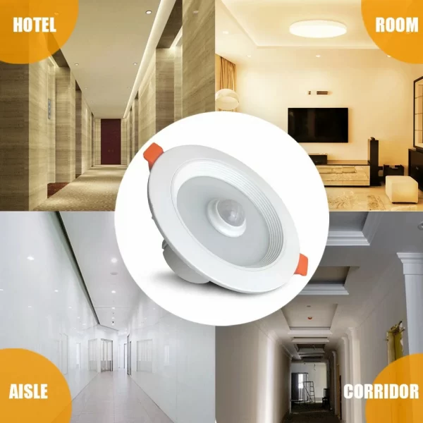 Light Human Body Induction LED Automatic Motion Sensor Embedded Lamp AC85-265V Spotlight Emergency Lighting Downlight (1)