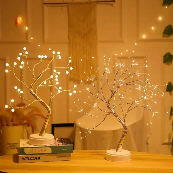 Led Copper Wire Shimmer Tree Light 108 LED 36 LED Pearl Battery USB Touch Switch Night Light Bonsai Tree Light Table Tree Lamp (18)