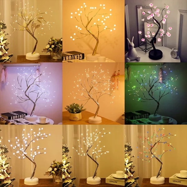 Led Copper Wire Shimmer Tree Light 108 LED 36 LED Pearl Battery USB Touch Switch Night Light Bonsai Tree Light Table Tree Lamp (3)