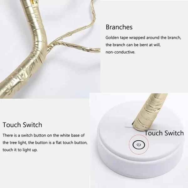 Led Copper Wire Shimmer Tree Light 108 LED 36 LED Pearl Battery USB Touch Switch Night Light Bonsai Tree Light Table Tree Lamp (38)
