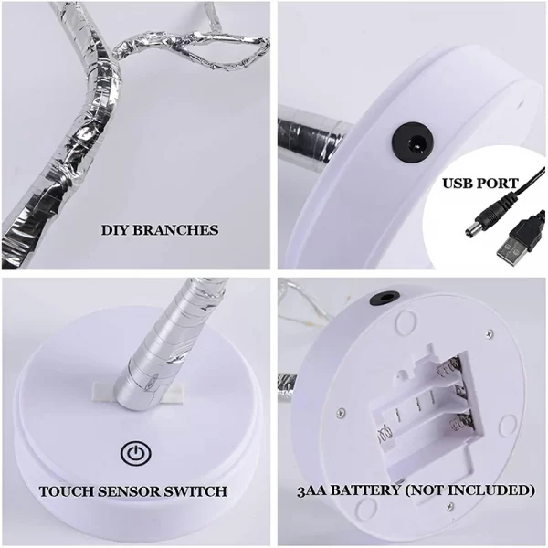 Led Copper Wire Shimmer Tree Light 108 LED 36 LED Pearl Battery USB Touch Switch Night Light Bonsai Tree Light Table Tree Lamp (7)