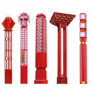 Customized Chinese Red Culture Elements Solar Courtyard Party Building Features Torch Theme Lipstick Landscape Lights Street Lights