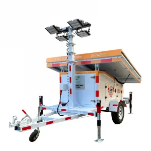Emergency solar power generation trailer type mobile solar lighting lighthouse for flood control mining area construction site